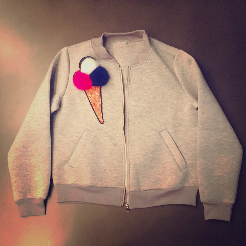 Jacket with ice cream appliqué